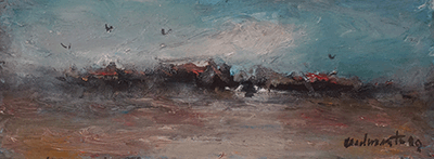 Car in vast landscape